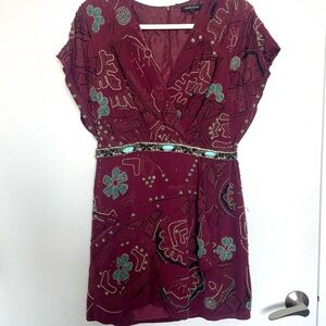 Vintage Embellished Burgundy Dress